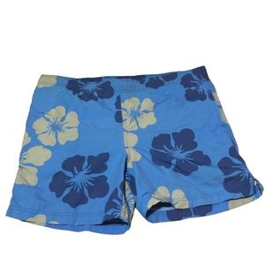 Lands' End Printed Tropical Lined Swim Trunks Board Short Blue  Men's Size M